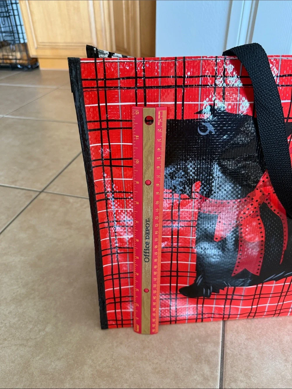 Vera Bradley Red Plaid Market Tote with Black Scotty Dog